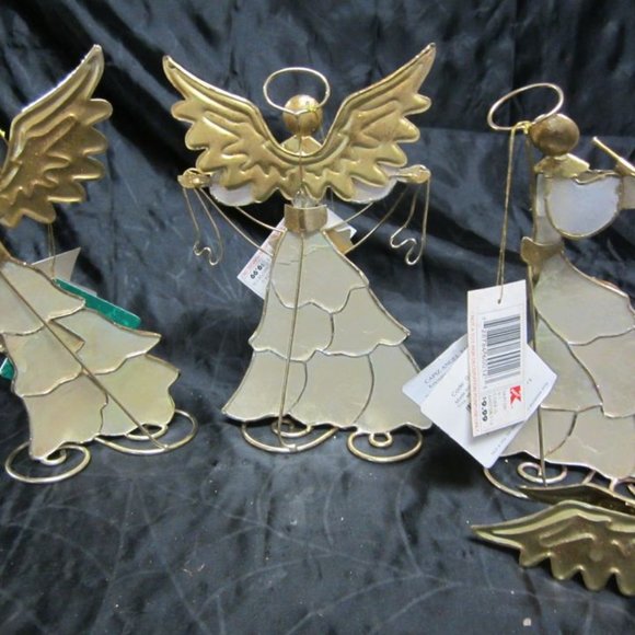 Vtg 80-90'S KMART TRIM A HOME CAPIZ ANGEL TABLETOP SET OF 3 ANGELS METAL W/CAPIZ - Picture 4 of 10